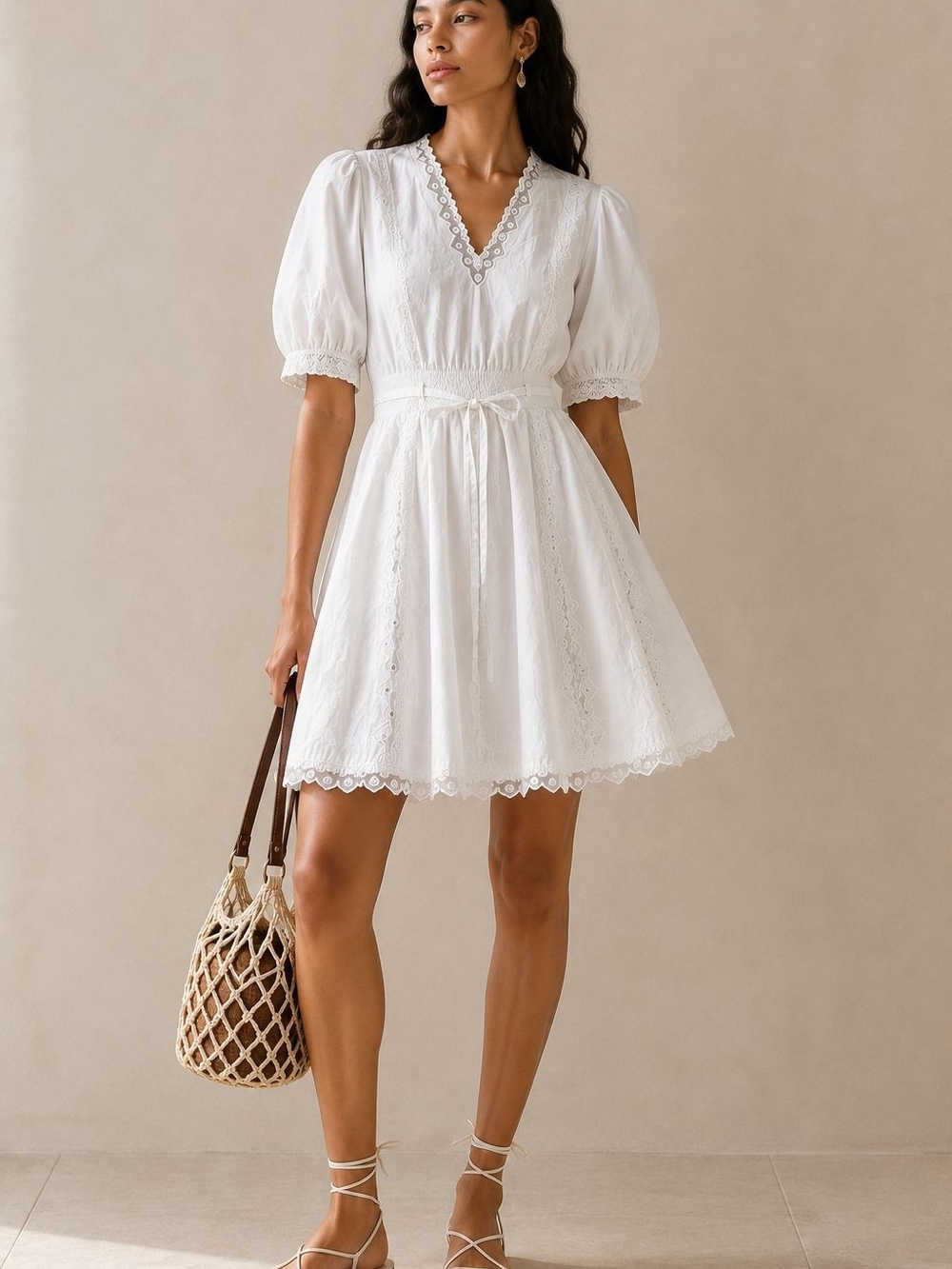 NWT Ulla Johnson Camila Embroidered Cotton Mini Dress White Size 14